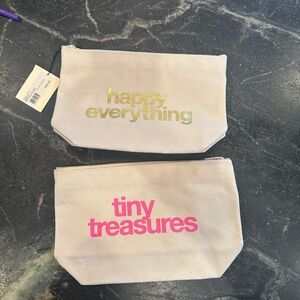 2 New Lil Zip Dogeared bags/pouches 1 Happy Everthing 1 Tiny  treasurers